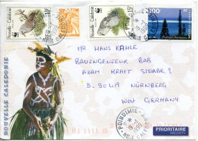 1999, 19.Jan., Lp.-Bf.m. MiF. POINDIMIÉ NELLE CALEDONIE(Handstpl.) nach Deutschland. Por...