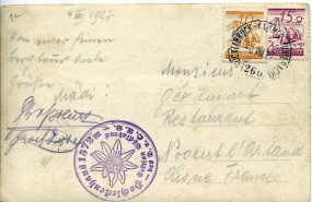 1927, 6.Aug., Ans.-Kte. m. MiF. VÖCKLABRUCK-KAMMER-(UNTERACH) 260(Bahnpost-Stpl.) nach F...