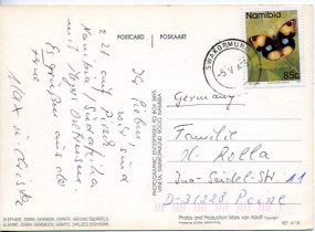 1995, 5.Mai , Ans.-Kte. m. EF. SWAKOPMUND(Handstpl.) nach Deutschland. Porto: $0.85. M. ...