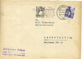 1961, 23.Aug., Drucks.-Bf.m. EF. DRESDEN A24 aa - 100 JAHRE ZOO DRESDEN 1861-1961(Masch....