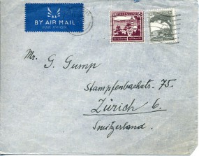 1948, ...Mrz., Lp.-Bf.m. MiF. TEL AVIV(Masch.-Stpl.) in die Schweiz. Porto: 60 M.