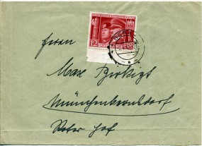 1942, 2.Apr., Bf.m. EF. GERA 4 a(Handstpl.) nach Münchenbernsdorf. Porto: RM 0.12.