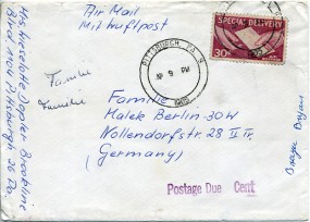 1965, 9.Apr., Eil-Bf.m. EF. PITTSBURGH, PA. 9(Handstpl.) nach 1 BERLIN..(Westdeutschla...