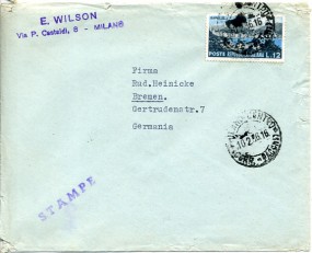 1956, 10.Feb., Drucks.-Bf.m. EF. MILANO CENTRO CORR.-PACCHI(Handstpl.) nach Westdeutschl...