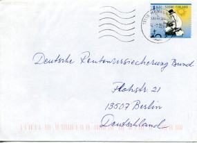 2008, 14.Mrz., Bf.m. EF. 13110 HÄMEENLINNA LAJ KESKUS(Masch.-Stpl.) nach Deutschland. Po...