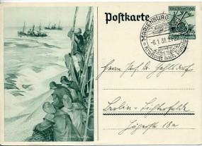 1938, 6.Jan., 6Pfg.-So.-GA-Kte. MARIENBURG (WESTPR) 2 - KRAFTPOST NACH DANZIG VISUMFREI 3...