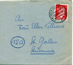 1945, 11.Mrz., Bf.m. EF. LANDSKRON (SCHÖNHENGSTGAU) b(Handstpl.). Sonntags gestempelt! P...