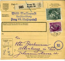 1944, 22.Nov., Paketkte. m. MiF. PRAH 86 PRAHA 86 g(Handstpl.) nach Altenburg(Deutschlan...