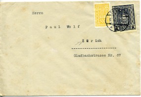 1922, 17.Dez., Bf.m. MiF. .. WIEN..(Handstpl.) in die Schweiz. Sonntags gestempelt! Port...
