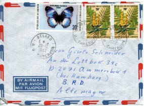 1982, 29.Dez., Lp.-Bf.m. MiF. BELABO R.U. CAMEROUN(Handstpl.) nach Westdeutschland. Port...