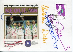 1988, 28.Sep., Bf.m. EF. SEOUL(So.-Stpl.). M. Autogrammen der Damen-Florett-Mannschaft.