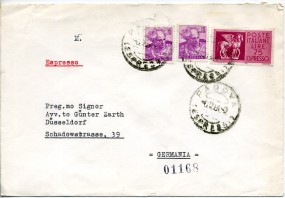 1964, 6.Feb., Eil-Bf.m. MiF. PADOVA (ESPRESSI)(Handstpl.) über 4 DÜSSELDORF 1 ap nach ...