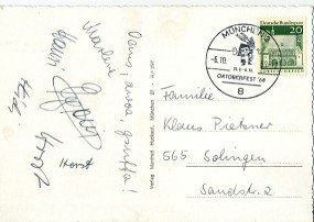 1968, 6.Okt., Ans.-Kte. m. EF. 8 MÜNCHEN 2 - 21.9.-6.10. OKTOBERFEST '68(So.-Stpl.) nach...