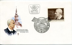 1974, 22.Mrz., FDC m. EF. 4010 LINZ - BRUCKNERHAUS LINZ ERÖFFNUNG AM 23.MÄRZ 1974(So.-St...