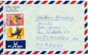 1971, 13.Dez., Lp.-Bf.m. MiF. PENANG M2(Handstpl.) nach Westdeutschland. Porto: $0.75.