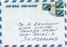 1970, 9.Apr., Lp.-Bf.m. MeF. DAR-ES-SALAAM TANZANIA(Handstpl.) in die Schweiz. Porto: 1'...