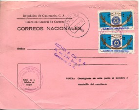 1975, 26.Nov., Rückschein m. MeF. 5 KÖLN 62 h(Handstpl.) nach Guatemala. Porto: Q.0.20.