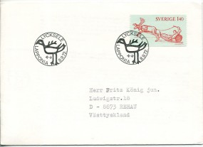 1972, 8.Sep., Bf.m. EF. LYCKSELE LAPPONIA(So.-Stpl.) nach Westdeutschland. Porto: Kr.1.4...