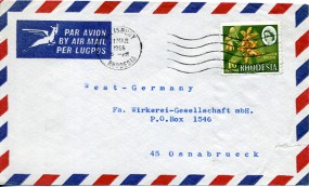 1966, 21.Mrz., Lp.-Bf.m. EF. SALISBURY RHODESIA(Masch.-Werbestpl.) nach Westdeutschland....