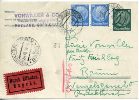 1939, 22.Jul., Eil-6Pfg.-GA-Kte.m. Zus.-Frankatur. HASLACH, OBERÖSTERREICH b(österr. Han...