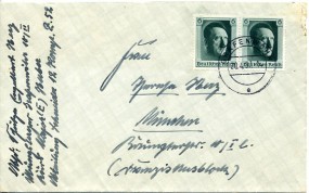 1937, 20.Apr., Bf.m. MeF. GRAFENWÖHR e(Handstpl.) nach München. Porto: RM 0.12.