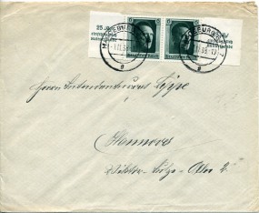 1938, 1.Nov., Bf.m. MeF. MAGDEBURG BPA 7 g(Handstpl.) nach Hannover. Porto: RM 0.12.