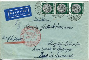 1935, 7.Okt., Lp.-Bf.m. MeF. BRÜCK (MARK) *b(Handstpl.) über CORREIO AEREO DISTRICTO FE...