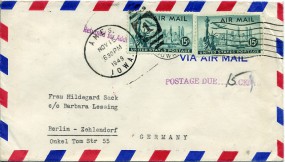 1949, 15.Nov., Lp.-Bf.m. MeF. (undeutl.Masch.-Stpl.) nach Westdeutschland. Porto: $0.30. M...