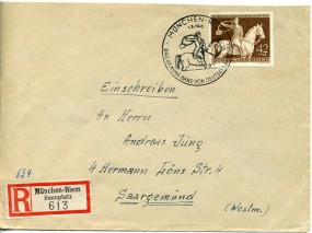 1943, 1.Aug., R-Bf.m. EF. MÜNCHEN-RIEM - DAS BRAUNE BAND VON DEUTSCHLAND(So.-Stpl.) nach...