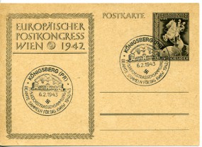 1943, 6.Feb., 6Pfg.-So.-GA-Kte. KÖNIGSBERG (PR) REICHSEHRENMAL TANNENBERG - 5. REICHSSTRA...