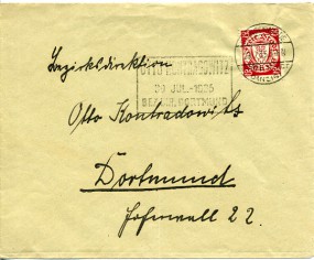 1935, 29.Jul., Bf.m. EF. STANGENWALDE (FREIE STADT DANZIG)(Handstpl.) nach Dortmund(Deut...