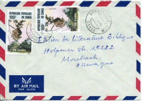 1986, 7.Apr., Lp.-Bf.m. MeF. BRAZZAVILLE CTM CONGO(Handstpl.) nach Westdeutschland. Port...