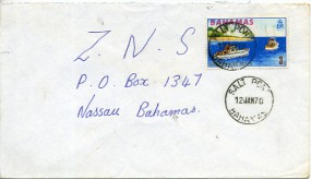 1970, 12.Jan., Bf.m. EF. SALT POND BAHAMAS(Handstpl.) nach Nassau. Porto: $0.03.