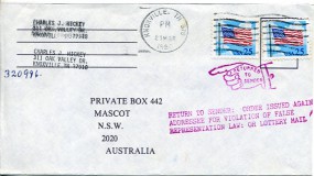 1990, 29.Mrz., Bf.m. MeF. KNOXVILLE, TN 379(Masch.-Stpl.) nach Australien. Porto: $0.50....