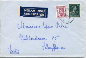 1947, 30.Sep., Lp.-Bf.m. MiF. LIEGE A 1 L(Handstpl.) in die Schweiz. Porto: F 5.15.