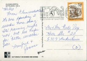 1982, 3.Feb., Ans.-Kte. m. EF. 8985 HIRSCHEGG, KLEINWALSERTAL c - HIRSCHEGG DER GEPFLEGTE...