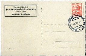 1937, 26.Aug., Ans.-Kte. m. EF. INTERNATIONALER FRONTKÄMPFER-FRIEDENSKONGRESS WIEN 1937(...