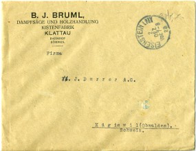 1923, 2.Dez., Bf.m. MeF. EISENSTEIN I.NBY(bayer.Handstpl.) in die Schweiz. Sonntags gest...