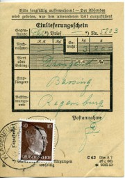 1943, 18.Nov., Einlieferungsschein m. EF. KLAGENFURT 2.(Handstpl.). Porto: RM 0.10.