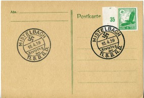 1939, 16.Apr., Kte. m. EF. MISTELBACH - KREISTAG DER N.S.D.A.P.(So.-Stpl.). Sonntags ges...