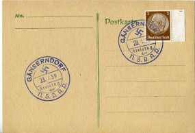 1939, 23.Apr., Kte. m. EF. GÄNSERNDORF - KREISTAG DER N.S.D.A.P.(bl. So.-Stpl.). Sonntag...