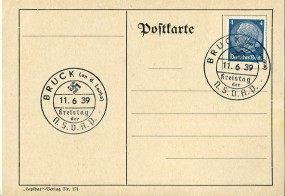 1939, 11.Jun., Kte. m. EF. BRUCK (AN D. LEITHA) - KREISTAG DER N.S.D.A.P.(viol.So.-Stpl....