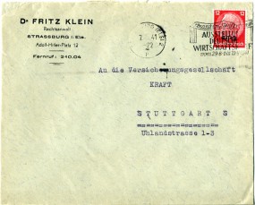 1941, 7.Aug., Bf.m. EF. STRASSBURG (ELS) 2 - STRASSBURG AM OBERRHEIN AUSSTELLUNG DEUTSCHE...
