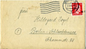 1945, 1.Feb., Bf.m. EF. DRESDEN. 19 p(Masch.-Stpl.) nach Berlin. Porto: RM 0.12.