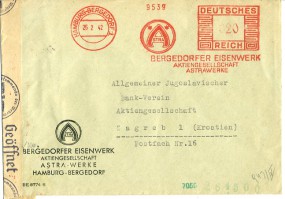 1942, 26.Feb., Bf. HAMBURG-BERGEDORF 1 - BERGEDORFER EISENWERK AKTIENGESELLSCHAFT ASTRAWE...