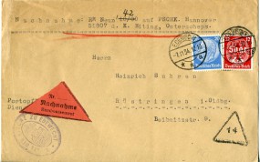 1934, 7.Nov., NN-Bf.m. MiF. EDEWECHT **a(Handstpl.) nach Rüstringen. Porto: RM 0.32.