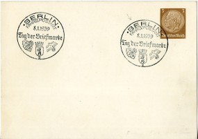 1939, 8.Jan., 3Pfg.-GA-Kte. BERLIN FAHRB. POSTAMT - TAG DER BRIEFMARKE(So.-Stpl.). Sonnt...