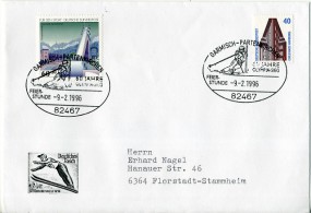 1996, 9.Feb., Bf.m. MiF. 82467 GARMISCH-PARTENKIRCHEN - 60 JAHRE OLYMPIA-SIEG FEIERSTUNDE...