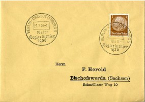 1936, 21.Jul., Drucks.-Bf.m. m. EF. BERLIN-CHARLOTTENBURG 5 - WELT-KEGLERTURNIER 1936(So...