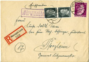 1944, 24.Nov., R-Bf.m. MiF. BINENWALDE ÜBER NEURUPPIN(viol.Handstpl.) über NEURUPPIN L...